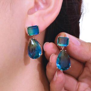 Shimmering Ocean Water Earrings,  Sparkling Blue Green Crystal Jewelry- NEW!
